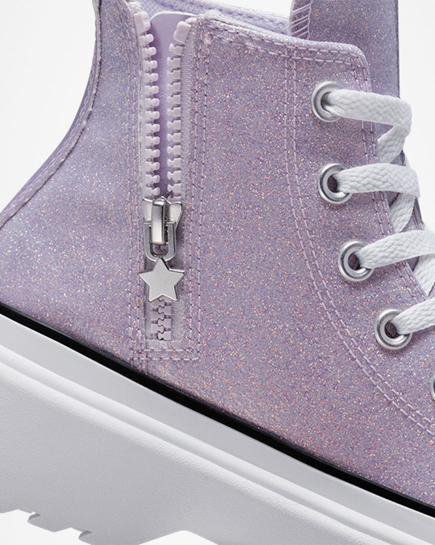 Pantofi Platforma Fete Converse Chuck Taylor All Star Lugged Lift Glitter Inalti Violet Albi Negrii | RO F13UDV035